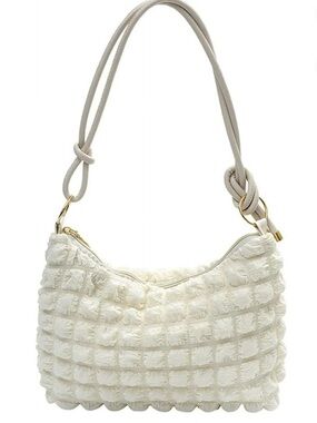 Cream Textured Shoulder Bag - Elegant Everyday Handbag